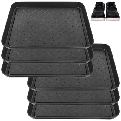 Produktbild von Schuhtablett 6er Set 35x27x3cm Schwarz Abtropfschale