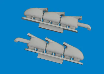 Produktbild von Eduard Accessories 672409 - 1:72 Spitfire Mk.V 3-stacks fishtail PRINT TAMIYA
