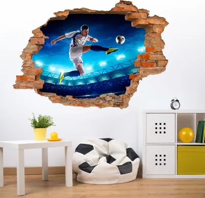 Obrázek produktu pro 032 Nástěnné tetování fotbalista - díra ve zdi - velikost 1500 x 1000 mm