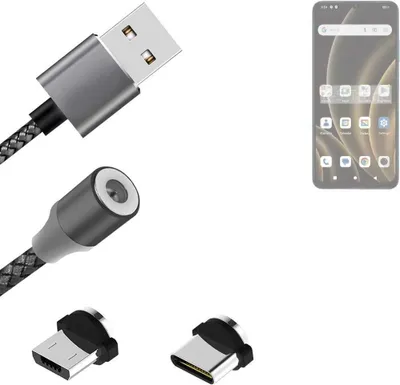 Produktbild von K-S-Trade Hochwertiges Magnet-Lade-kabel Sync-Kabel Daten-Kabel für FreeYond F9S mit USB-Typ-C-Anschluss und Micro-USB-Anschluss 2A bis zu 480mbps