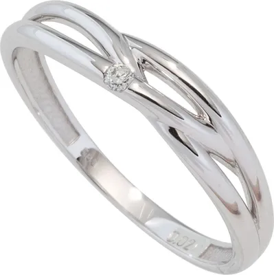 Produktbild von Ring Damenring mit Diamant Brillant 585 Gold Weißgold mit geflochtenem Muster Innenumfang 50mm  Ø15.9mm