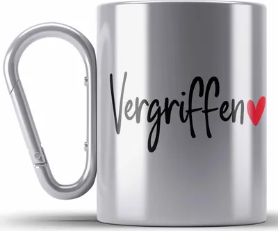 Produktbild von Trendation - Edelstahl Tasse Karabiner Vergirffen Geschenk Valentinstag Geschenkidee für Freund oder Freundin (Silber)