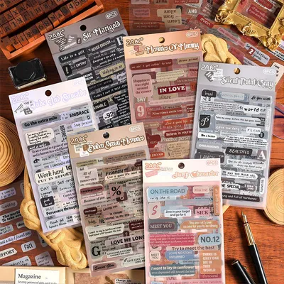 Image de Autocollants avec des citations, 36 feuilles, pour scrapbooking - Ensemble d'accessoires pour scrapbooking - Autocollants pour scrapbooking - Accessoires pour bullet journal