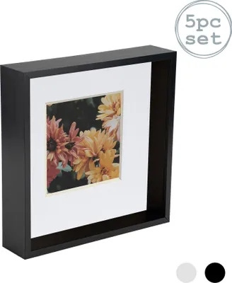 Produktbild von Nicola Spring 5 Stück 8 x 8 3D-Schatten-Tief Box Photo Frame Set - Craft Anzeigen Bilderrahmen mit 4 x 4-Halterung - Schwarz