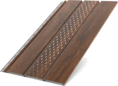 Obrázek produktu pro BRYZA střešní podhledová deska performovaná plastová, délka 3M, šířka 305 mm, Ořech klasik