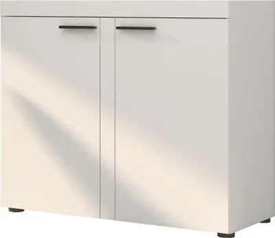Produktbild von Masseno Kommode RITMO 97 cm Sideboard und 2 Türen für Wohnzimmer Schlafzimmer Modern 97x40x82 cm Weiß / Weiß