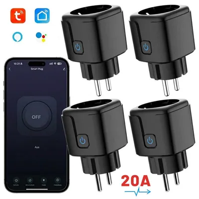 Produktbild von 4er 20A Smart Steckdose mit App Steuerung,WLAN Steckdose,Smart Plug,Kompatibel mit EU Steckdosen,Zeitschaltuhr,Alexa & Google Home Kompatibel