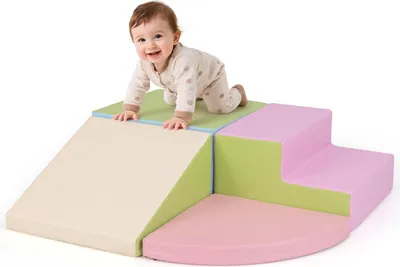 Immagine prodotto di COSTWAY 4 TLG. Blocchi da costruzione in schiuma, blocchi da costruzione giganti, blocchi da costruzione morbidi, blocchi da costruzione grandi, blocchi da costruzione per bambini in età prescolare, neonati e scolari, rosa