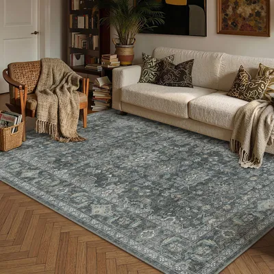 Immagine prodotto di Solidchoice - Tappeto vintage, 120x170 cm, nero, antiscivolo e lavabile