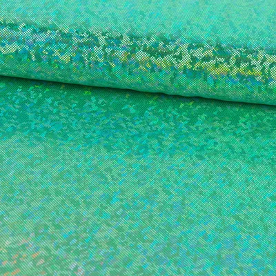 Produktbild von Jerseystoff Meterware Stretch Glitzer holografisch uni grün 1,5m