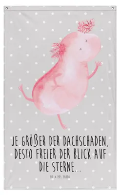 Produktbild von Mr. & Mrs. Panda Wandbild Axolotl Tanzen - Grau Pastell - Geschenk, Wandteppich, gut Gelaunt, Wandtuch, Beste Freundin, Stoffbild, Tapestry, Wandbehang, Verrückt