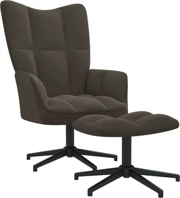 Produktbild von Relaxsessel mit Hocker Dunkelgrau Samt