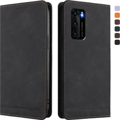 Obrázek produktu pro Pouzdro pro Huawei P40, retroPolyuretankožené flip pouzdro s stojánkem a přihrádkami na karty Černý