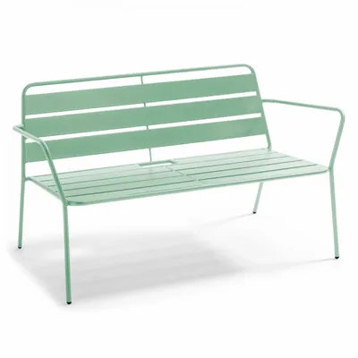 Produktbild von Anti-UV-behandeltes Gartensofa aus Stahl Grün - Oviala Palavas