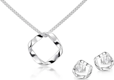 Produktbild von SILBERKETTEN STORE Schmuckset 3tlg. Kette mit Ohrstecker, wellig SJR 2054 - 925 Silber - 45cm