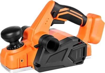 Image de Rabot à main sans fil, largeur de coupe de 82 mm, rabot électrique à main de 15 000 tr/min avec moteur sans balais, profondeur de coupe réglable pour le travail du bois, compatible avec une batterie 18 V (outil seul)
