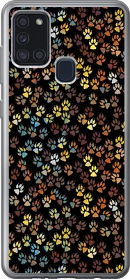 Produktbild von MuchoWow® Handyhülle Schutzhülle Hülle für Telefoonhoesje Samsung Galaxy A21s Muster - Hunde - Pfoten - Jungen - Mädchen - Kinder - Kinder Silikon Softcase Handy Hülle - Hartschale