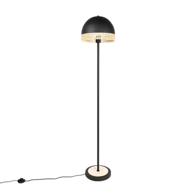 Produktbild von Lindby Lonnaris Stehleuchte mit Rattan, schwarz