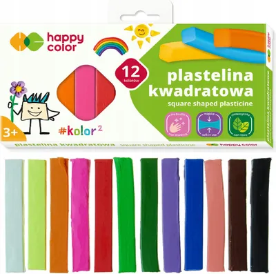 Image de Plasticine scolaire carrée 12 couleurs Happy Color