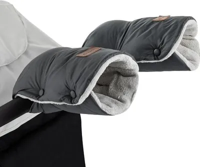 Produktbild von Wasserdichte Winddichte Abwaschbare Kinderwagenhandschuhe Fleece grau 24 cm mit Knopfverschluss