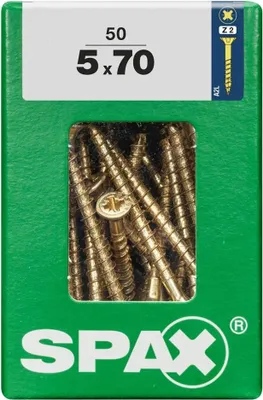 Produktbild von SPAX 4081020500707, Schraube, Stahl, Zink, Holz, Flachkopf, Pozidriv, Gelb