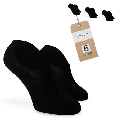 SOKKS Füßlinge Schwarz – unsichtbare Sneakersocken — 6 Paar Set