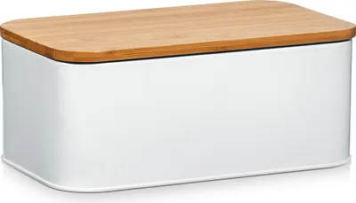 Produktbild von Zeller Brotkasten m. Holz Deckel, Metall, matt weiß