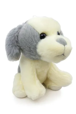 Produktbild von Kuscheltier Hund 18 cm sitzend beige-grau – Weiches Plüschtier, kleines Stofftier