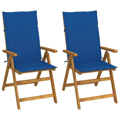 Image de Chaises inclinables de jardin lot de 2 et coussins Bois acacia