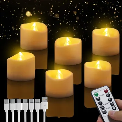 Produktbild von Wiederaufladbare LED Teelichter mit Fernbedienung - Set von 6