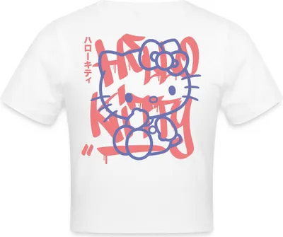 Produktbild von Spreadshirt Hello Kitty Mit Schriftzug Graffiti Stil Crop Top, XS, Weiß