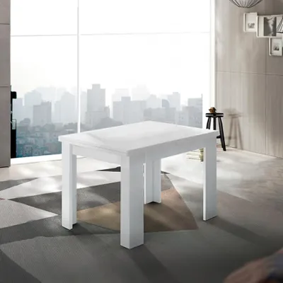 Produktbild von Ausziehbarer Konsolentisch weiß modernes 90-180x90cm Design Jesi Liber