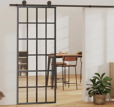 Produktbild von "2026 Promotion" Schiebetür mit Beschlag ESG-Glas & Aluminium 76x205 cm - Zimmertüren CC4141