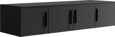 Produktbild von Modena Aufsatzschrank 197,6 cm – großer Schrankaufsatz mit 4 Türen, zusätzliche Stauraumlösung für Schlafzimmer, Flur und Ankleidezimmer (Schwarz)