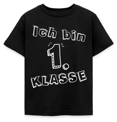 Produktbild von Spreadshirt Einschulung Ich Bin 1. Klasse Schulanfänger Kinder T-Shirt, 110/116 (5-6 Jahre), Schwarz