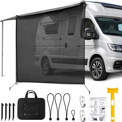 Produktbild von Wohnwagenmarkise 246 x 215 cm, mit Seitenteil, wasserdicht, UV-Schutz, für Camping