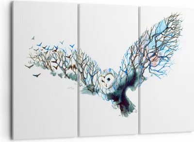 Produktbild von Bild auf Leinwand - Leinwandbild - Eule wild Wald Flug - 105x70cm - Wand Bild - Wanddeko - Leinwanddruck - Bilder - Kunstdruck - Wanddekoration - Leinwand bilder - Wandkunst - CE105x70-3122