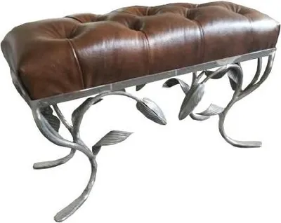 Obrázok produktu pre Stolička Chesterfield Pufa Chaise Vintage kožená textilná stolička