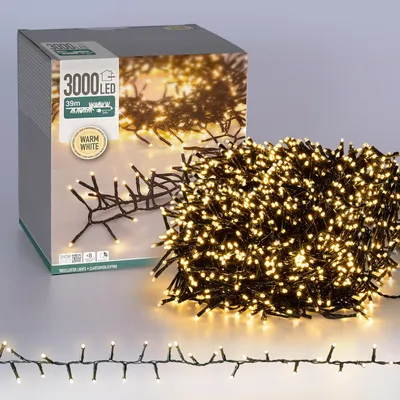 Produktbild von ECD Germany LED Cluster Lichterkette 39m, 3000 LEDs Warmweiß, mit Timer und 8 Leuchtmodi, Strombetrieb, IP44, Weihnachtsbeleuchtung Weihnachtsbaum