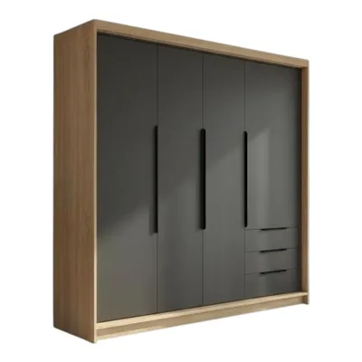 Produktbild von Geräumiger vier-türiger Kleiderschrank KLARI mit Schubladen und Metallgriffen – modernes Design