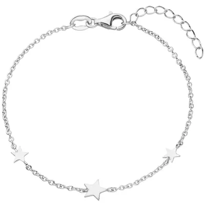 Produktbild von Armband Armkette mit 3 Anhängern Sterne aus 925 Sterling Silber 16-19cm