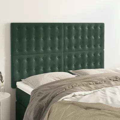 Produktbild von Cloris Designermöbel Kopfteile 4er Set Dunkelgrün 72x5x78/88 cm Samt 2024 Neu