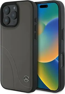 Obrázek produktu pro Mercedes MEHCP16X23RBCSB Pevné pouzdro pro Apple iPhone 16 Pro Max MB Curved Stitches Leather hnědé