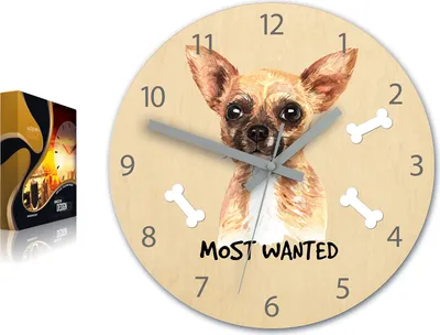 Produktbild von ModernClock, wanduhr, Silent Wanduhr, Wanduhr für Kinder hund Chihuahua 30cm