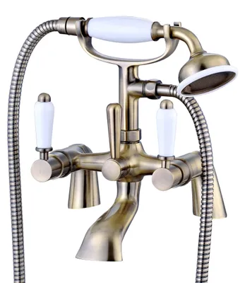 Bad-Dusch-Mengkraan, Antikbronze, Keramikhebel, Massivmessing