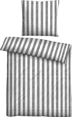 Produktbild von biberna Seersucker Bettwäsche 0022644 LÄNGSSTREIFEN color: titanium, size: 1x 135x200 cm + 1x 80x80 cm