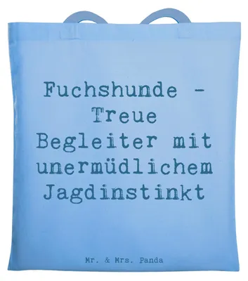 Produktbild von Mr. & Mrs. Panda Shopping Tasche Spruch Fuchshunde Treue - Sky Blue - Geschenk, Hunderassen Charakter, Vielfalt, Stoffbeutel, Schultasche, Jutebeutel, treuer Freund, Uni