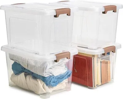 Image de Boîtes de rangement Famanu avec couvercle - Empilables - Transparentes - Lot de 4