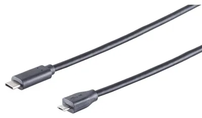 Produktbild von S/CONN 77145-1.8, 1,8 m, USB C, Micro-USB B, USB 2.0, 0,48 Gbit/s, Schwarz