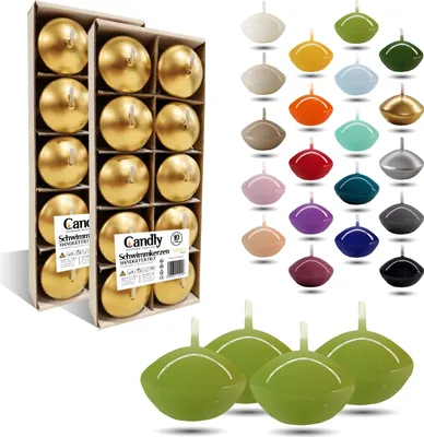 Produktbild von CANDLY HANDMADE© 10x Schwimmkerzen Premium Ø 45mm | Valentinstag, Ostern, Weihnachten, Haus Dekoration, Candles, Kerzen für Damen (Pistazie)